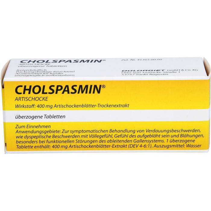 CHOLSPASMIN Artischocke Tabletten, 30 pc Tablettes