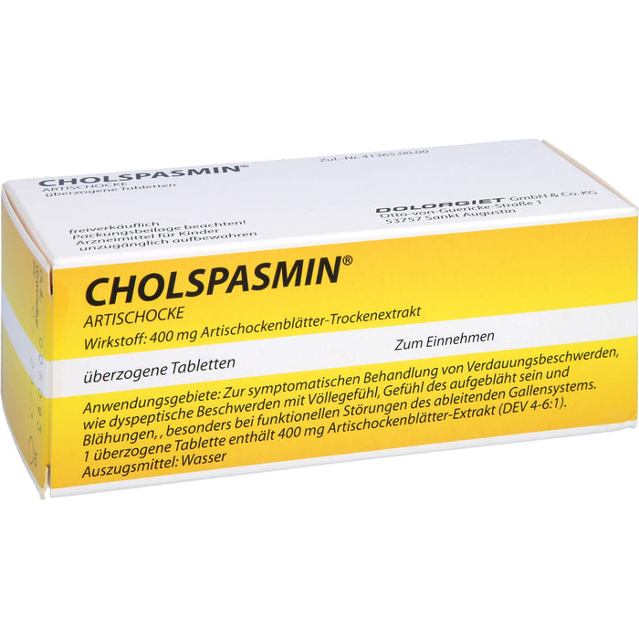 CHOLSPASMIN Artischocke Tabletten, 50 pcs. Tablets