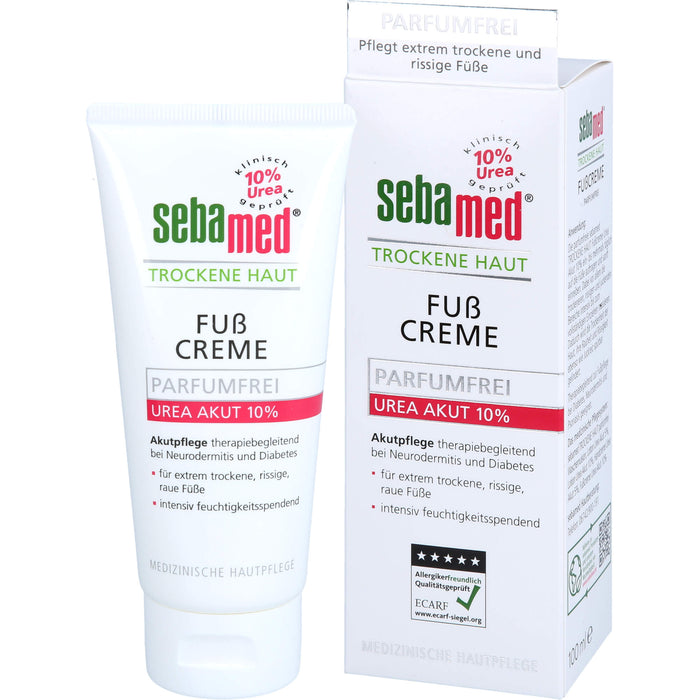 sebamed parfümfreie Fußcreme Urea 10% für trockene Haut, 100 ml Cream