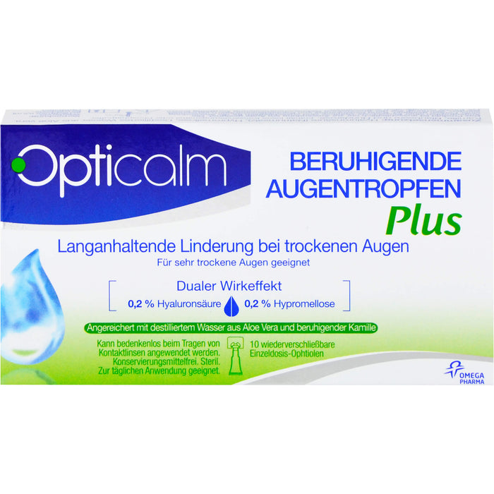 Opticalm Beruhigende Augentropfen Plus, 10 St. Einzeldosispipetten