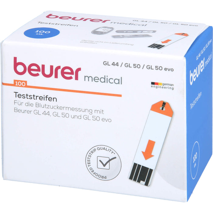 beurer GL 44 / GL 50 / GL 50 evo Blutzuckerteststreifen, 100 St. Teststreifen