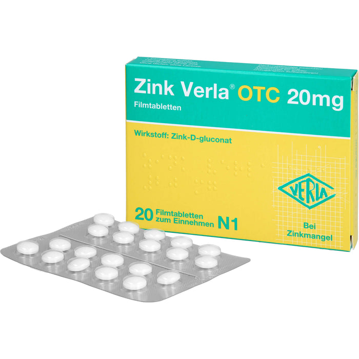 Zink Verla OTC 20 mg Filmtabletten, 20 pcs. Tablets