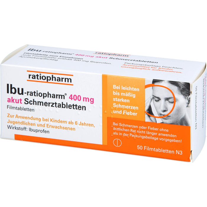 IBU-ratiopharm akut 400 mg Schmerztabletten, 50 pc Tablettes