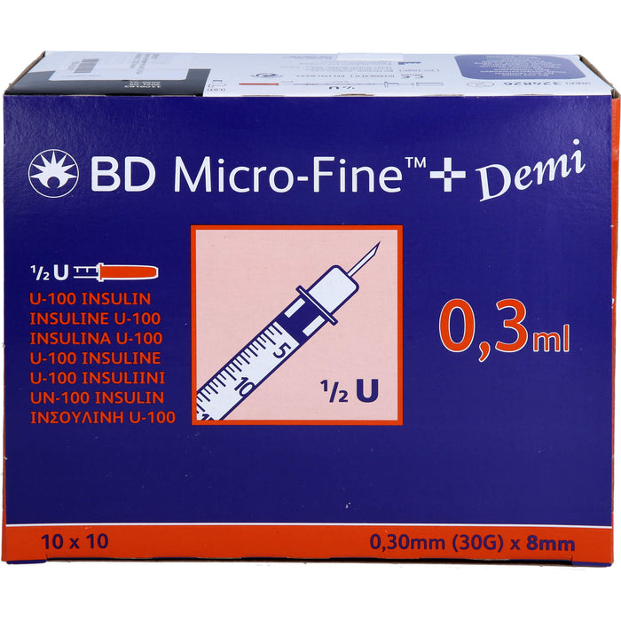 BD MICRO-FINE+ U100 Ins.Spr. 0,3x8 mm, 100 St SRI