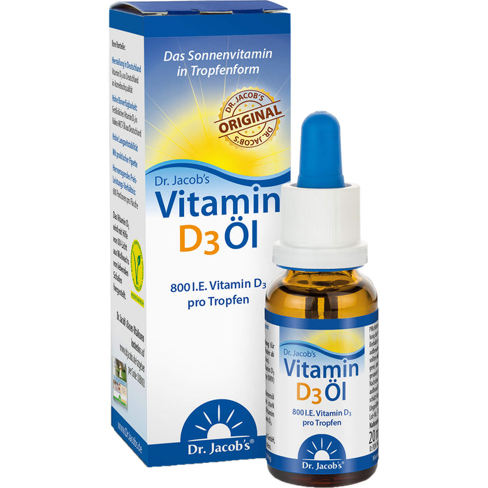 Dr. Jacob's Vitamin D3 Öl 800 I.E. pro Tropfen, 20 ml Lösung