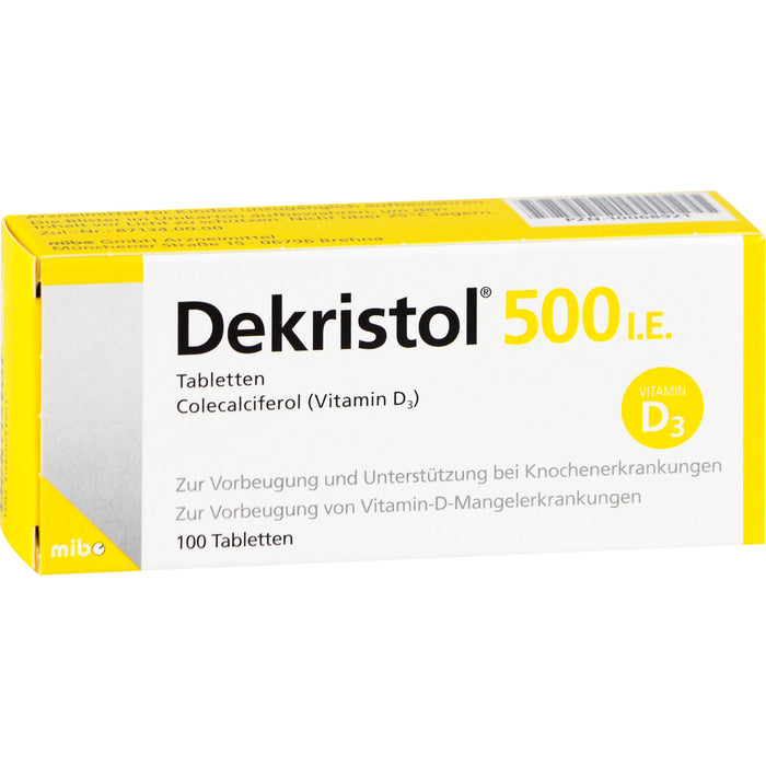 Dekristol 500 I.E. Tabletten bei Vitamin-D-Mangelerkrankungen und zur unterstützenden Behandlung der Osteoporose, 100 pc Tablettes