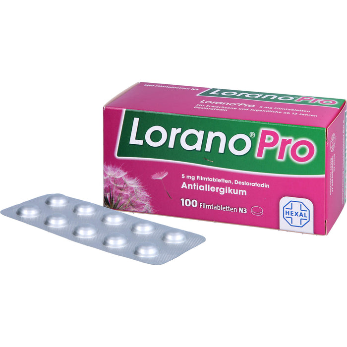 Lorano Pro 5 mg Filmtabletten Antiallergikum, 100 pc Tablettes