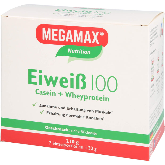 MEGAMAX Nutrition Eiweiß 100 Pulver Himbeer-Geschmack, 210 g Pulver