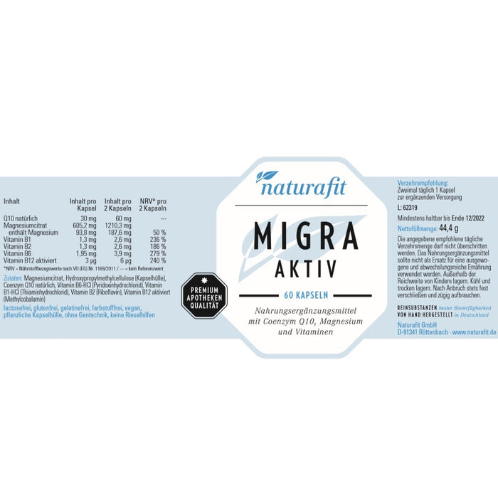 naturafit Migra Aktiv Kapseln, 60 pcs. Capsules