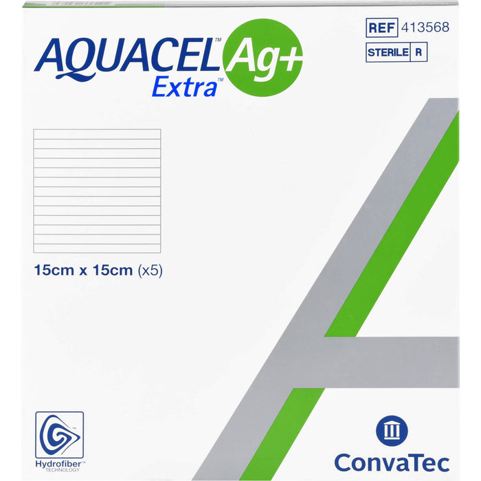 AQUACEL Ag EXTRA 15X15CM, 5 pc Compresses