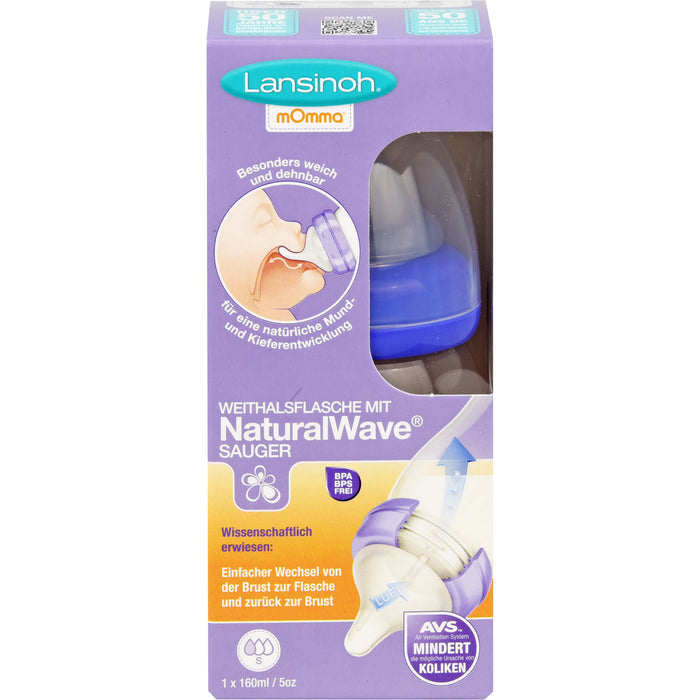 Lansinoh Weithalsflasche mit NaturalWave Sauger S 160 ml, 1 St. Flaschen