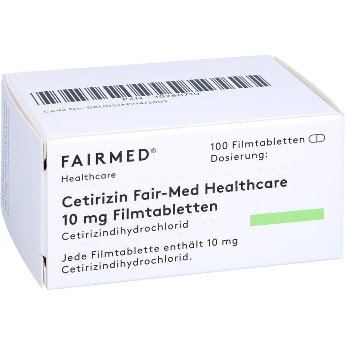 Cetirizin Fair-Med Healthcare 10 mg Filmtabletten bei Allergien, 100 pc Tablettes