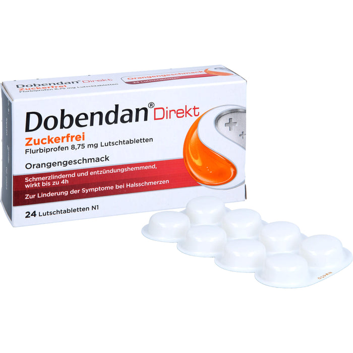 DOBENDAN Direkt Zuckerfrei Lutschtabletten bei starken Halsschmerzen & Schluckbeschwerden, 24 St. Tabletten