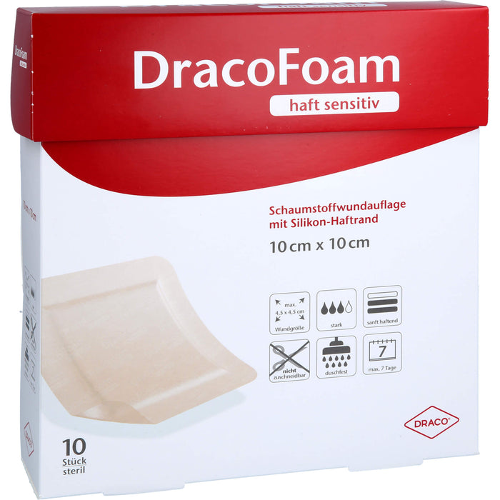 DracoFoam haft sensitiv Schaumstoffverband 10 x 10 cm, 10 St. Wundauflagen