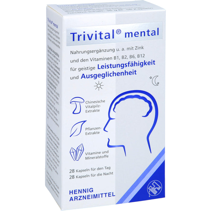 Trivital mental Kapseln für geistige Leistungsfähigkeit und Ausgeglichenheit, 56 pc Capsules