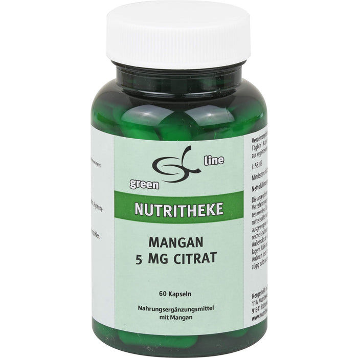 green line Nutritheke Mangan 5 mg Citrat Kapseln, 60 pc Capsules