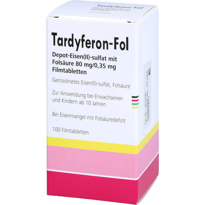 Tardyferon-Fol Depot-Eisen(II)-sulfat mit Folsäure 80 mg/0,35 mg Eurim Filmtabletten, 100 St. Tabletten