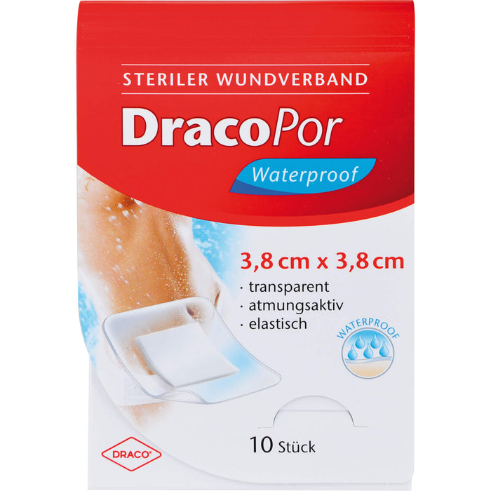 DRACOPOR waterproof Wundverband steril 3,8x3,8cm, 10 pc Pansement