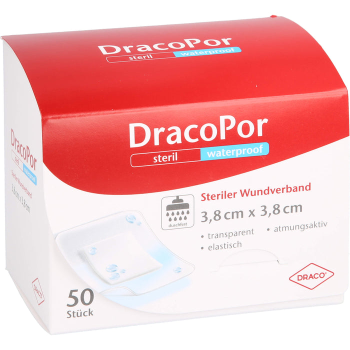 DracoPor Waterproof Wundverband 3,8 cm x 3,8 cm, 50 pcs. Patch