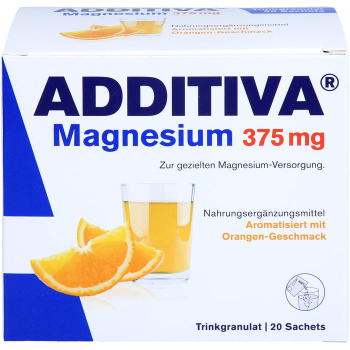 ADDITIVA Magnesium 375 mg Trinkgranulat Orangen-Geschmack, 20 pcs. Sachets