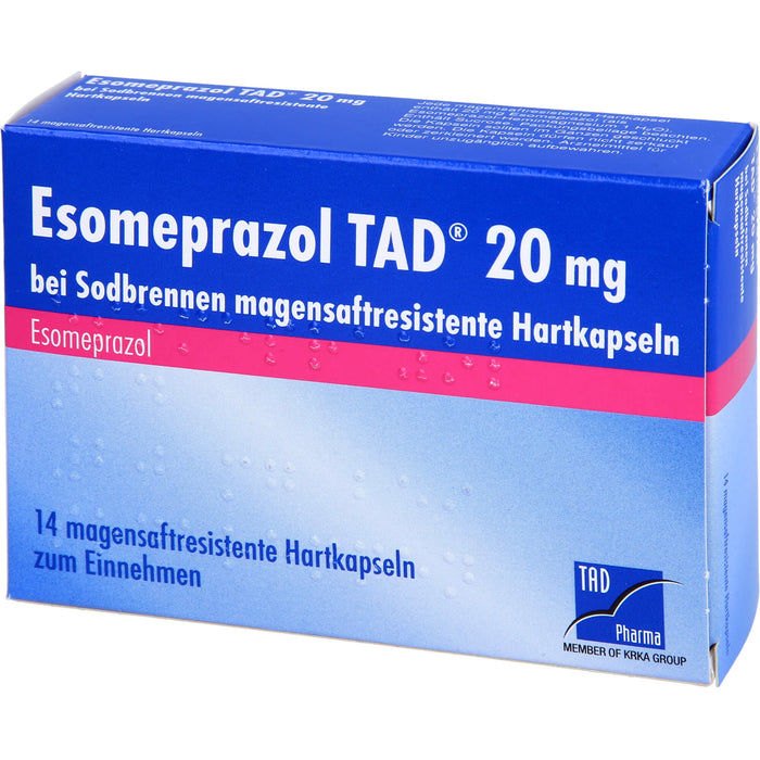 Esomeprazol TAD 20 mg bei Sodbrennen magensaftresistente Hartkapseln, 14 pcs. Capsules