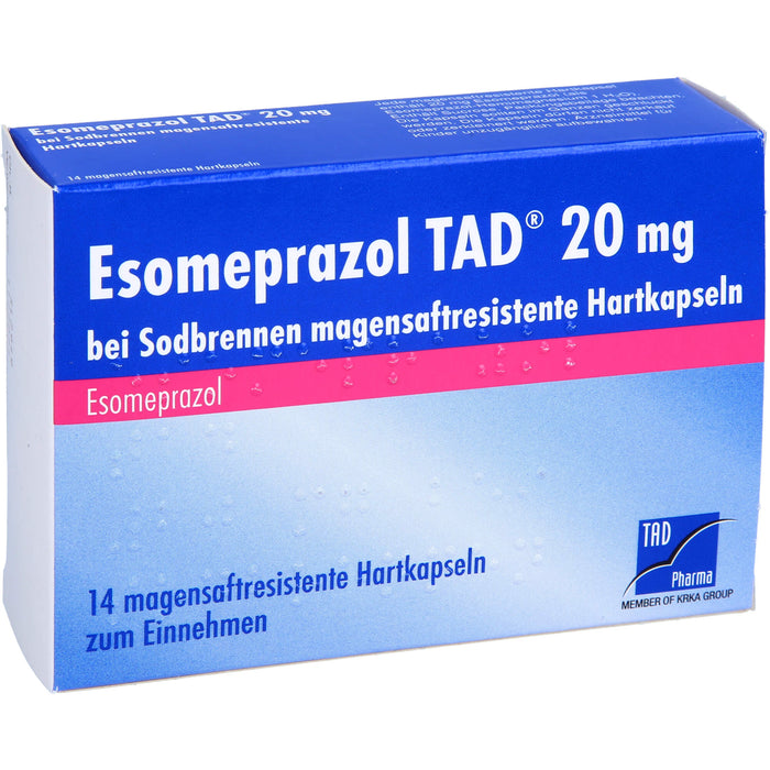 Esomeprazol TAD 20 mg bei Sodbrennen magensaftresistente Hartkapseln, 14 pcs. Capsules