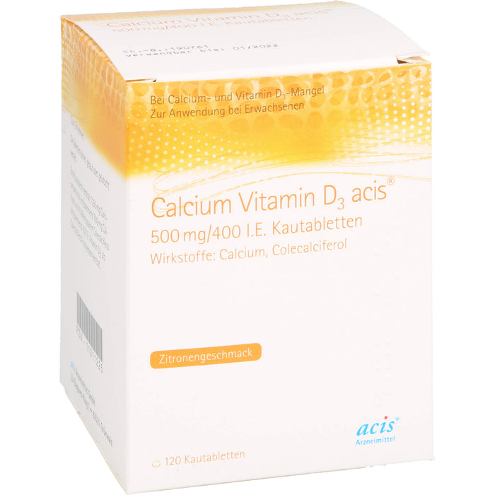 Calcium Vitamin D3 acis 500 mg/400 I.E. Kautabletten, 120 St KTA