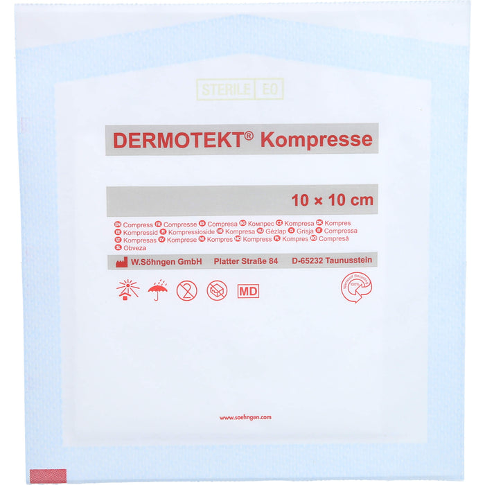 DERMOTEKT Kompresse V 10 x 10 cm, 2 pc Compresses