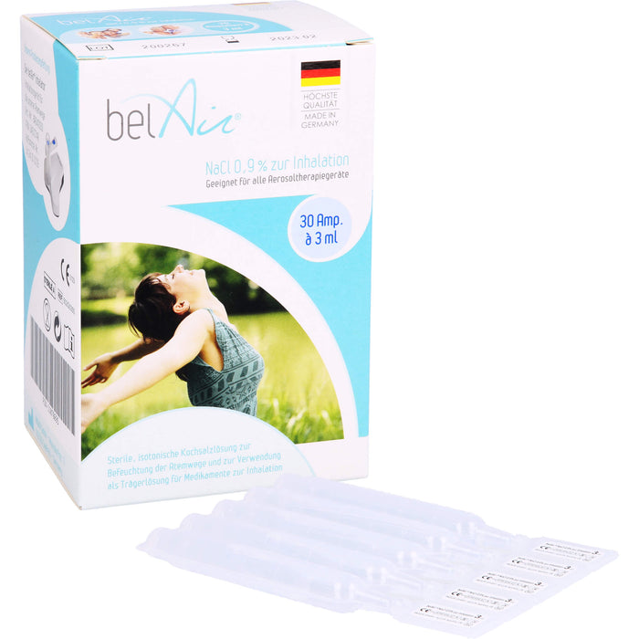 belAir NaCl 0,9 % Inhalationslösung für alle Aerosoltherapiegeräte, 30 pcs. Ampoules