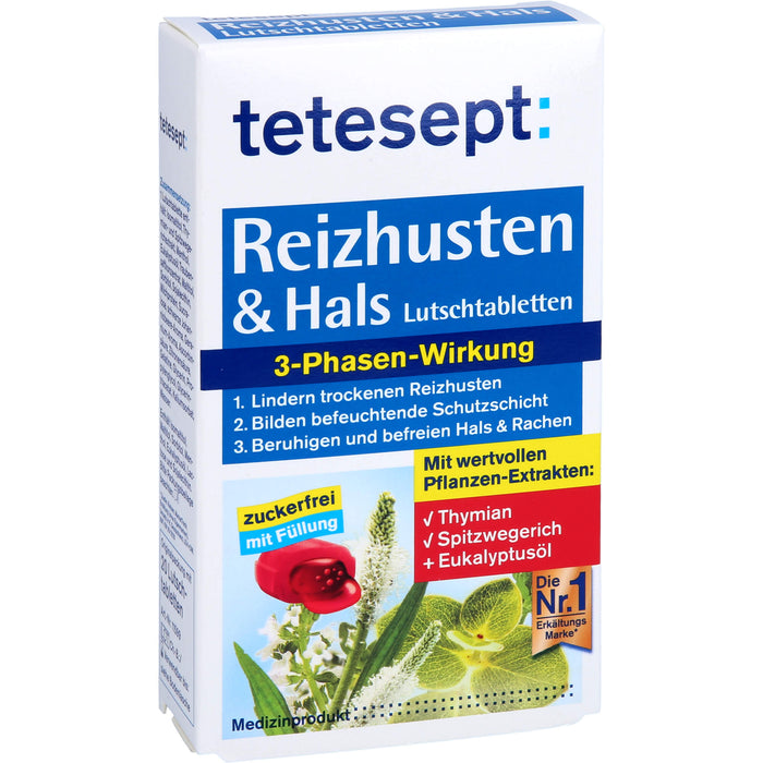 tetesept Reizhusten & Hals Lutschtabletten bei erkältungstypischen Beschwerden wie Husten, Heiserkeit und leichten Halsschmerzen, 20 St. Tabletten