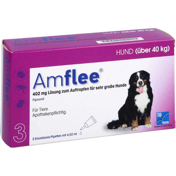 Amflee 402 mg Lösung zum Auftropfen für Hunde über 40 kg, 3 St. Ampullen