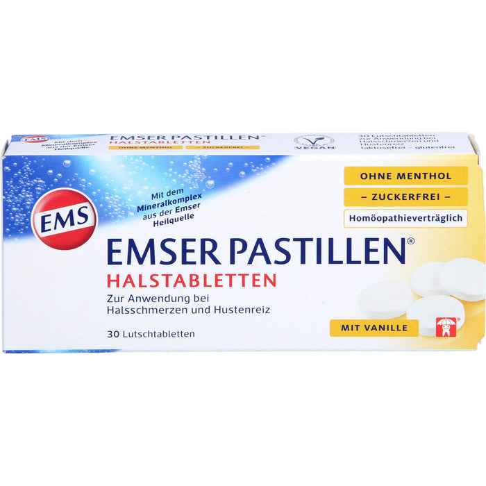 EMSER Pastillen Halstabletten ohne Menthol zuckerfrei, 30 St. Tabletten