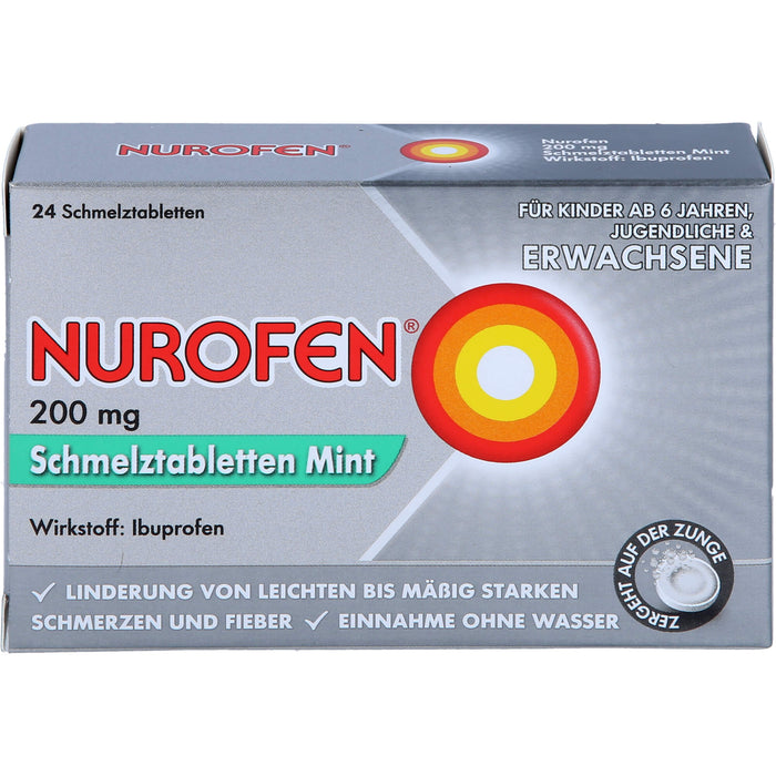 NUROFEN 200 mg Schmelztabletten Mint bei Schmerzen und Fieber, 24 pc Tablettes