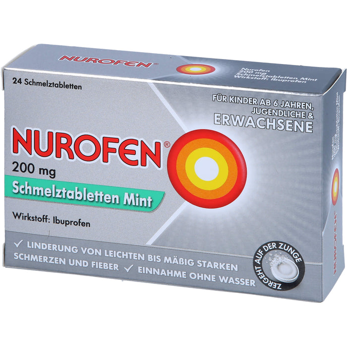 NUROFEN 200 mg Schmelztabletten Mint bei Schmerzen und Fieber, 24 pc Tablettes