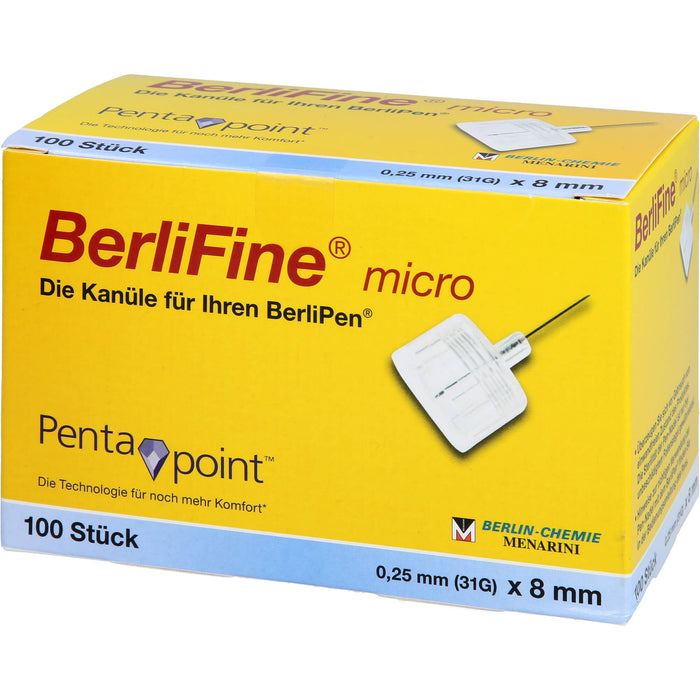 BerliFine micro Kanülen 0,25x8mm, 100 St KAN