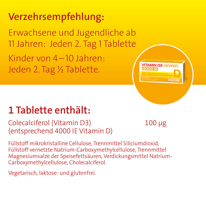 Vitamin D3 HEVERT 4000 IE Tabletten, 90 pc Tablettes