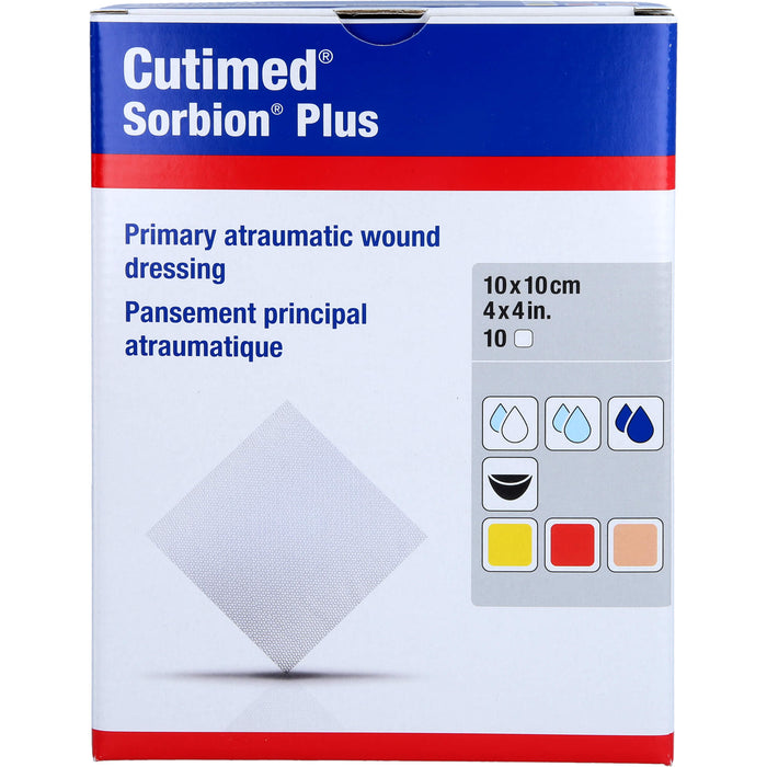 Cutimed Sorbion Plus 10 cm x 10 cm primäre atraumtische Wundauflage, 10 pc Pansement