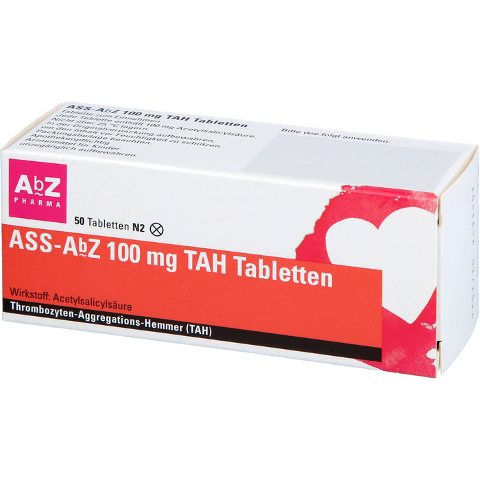 ASS-AbZ 100 mg TAH Tabletten beugt u.a. der Enstehung von Blutgerinsseln vor, 50 St. Tabletten