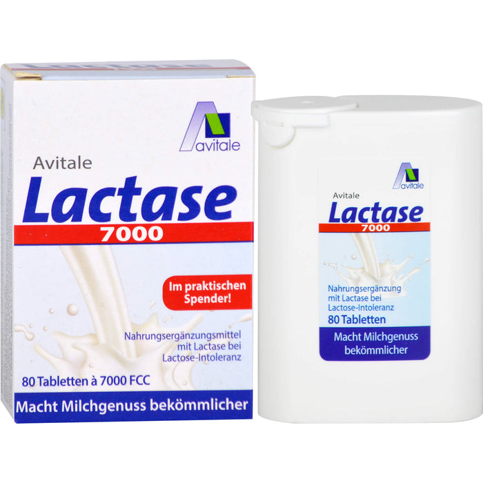 Avitale Lactase 7000 Tabletten bei Lactose-Intoleranz, 80 pc Tablettes