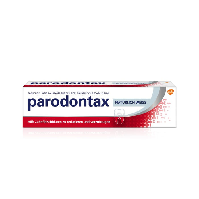 PARODONTAX Natürlich Weiss Zahnpasta bringt das natürliche Weiß zurück und hilft Zahnfleischbluten vorzubeugen, 75 ml Toothpaste