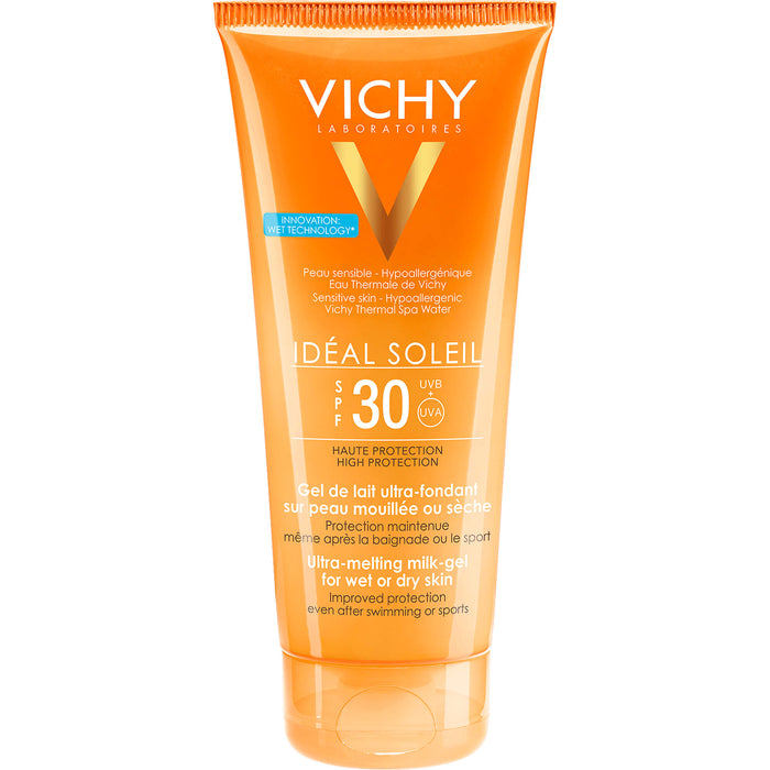 VICHY Idéal Soleil Ultra leichte Gel-Milch für nasse oder trockene Haut SPF 30, 200 ml Crème