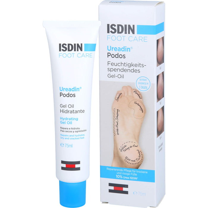 ISDIN Ureadin Podos feuchtigkeitsspendendes Gel-Oil für trockene und rissige Füße, 75 ml Gel