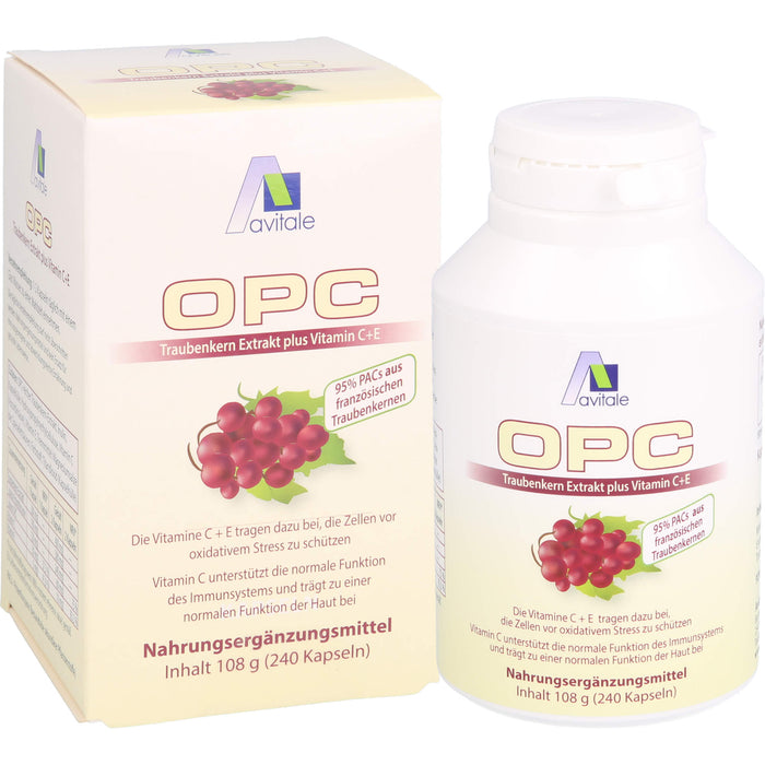 Avitale OPC Traubenkern Extrakt plus Vitamin C+E Kapseln, 240 pc Capsules