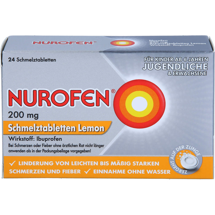 Nurofen Schmelztabletten Lemon bei Kopfschmerzen ab 6 Jahren 200mg, 24 pcs. Tablets