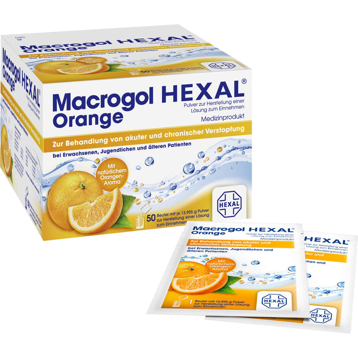 Macrogol HEXAL Orange, 50 pc Sachets