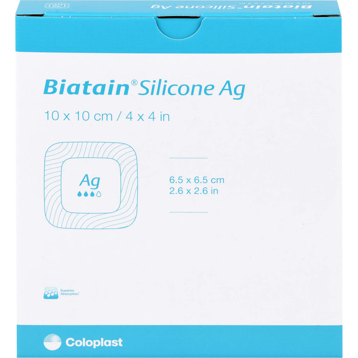 BIATAIN Silicone Ag Schaumverband 10x10 cm, 5 St KOM