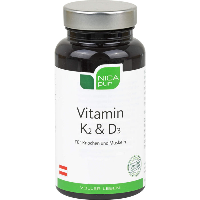 NICApur Vitamin K2 & D3 Kapseln für Knochen und Muskeln, 60 pc Capsules