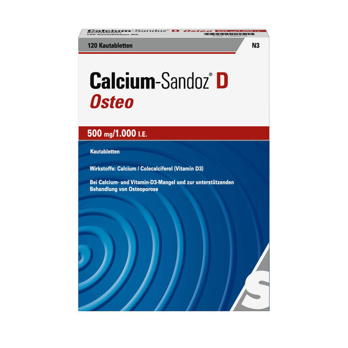 Calcium-Sandoz D Osteo 500 mg/1.000 I.E. Kautabletten, 120 pc Tablettes