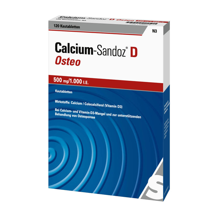 Calcium-Sandoz D Osteo 500 mg/1.000 I.E. Kautabletten, 120 pcs. Tablets