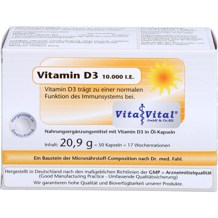 Vita Vital Vitamin D3 10,000 i.E. Kapseln, 50 pc Capsules